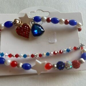 Handmade bracelet set 4th of July or Memorial Day